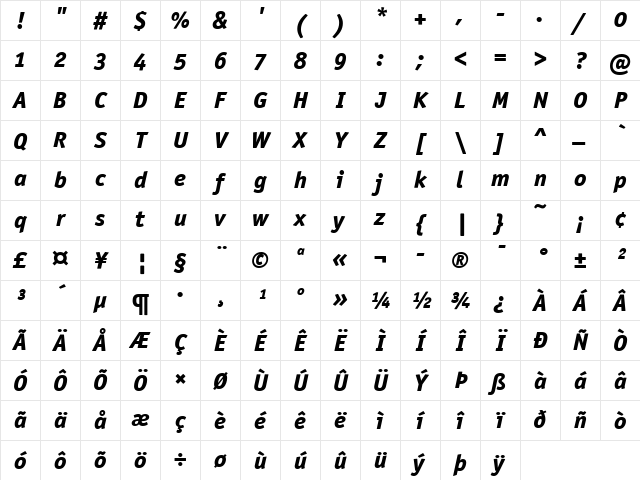 OfficinaSanITC Bold Italic Character Map
