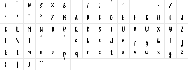 Berallya Regular Character Map