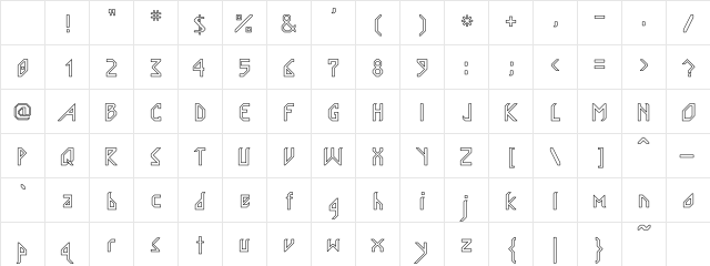 Nordic Hollow Regular Character Map Nordic Hollow Regular Character Map
