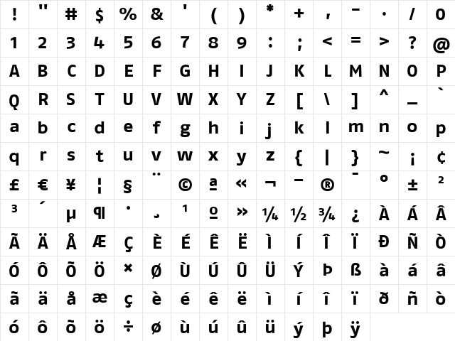 FagoExLf Bold Character Map FagoExLf Bold Character Map
