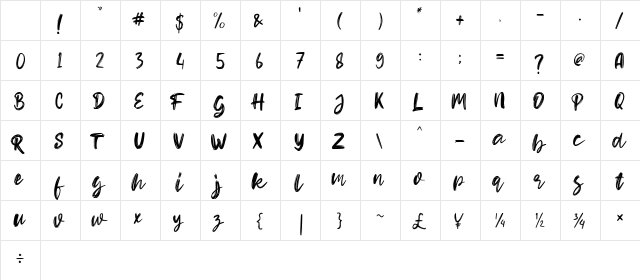 Hello Dear Demo Regular Character Map Hello Dear Demo Regular Character Map