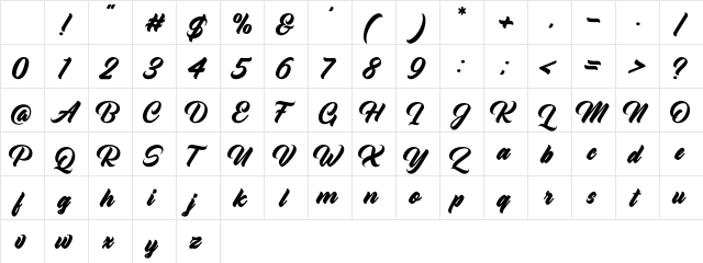 Yowesta Regular Character Map Yowesta Regular Character Map