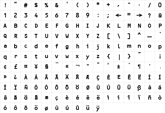 F2FOCRBczyk LT Std Bold Regular Character Map