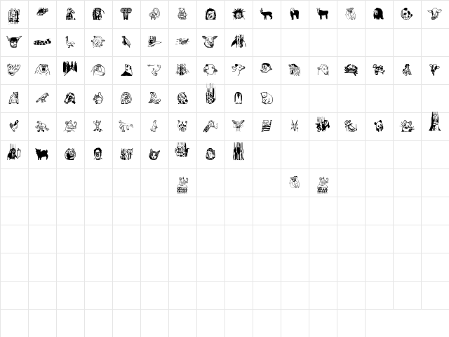 Woodcutter Animal Faces Regular Character Map