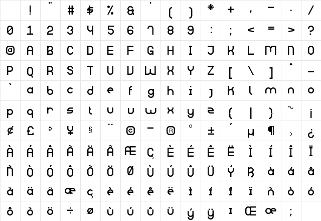 Big Daddy St Regular Character Map Big Daddy St Regular Character Map