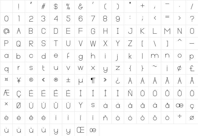 Cleon Demo Regular Character Map Cleon Demo Regular Character Map