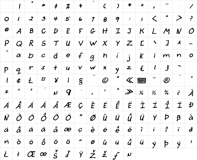 CarlysHand Bold Italic Character Map CarlysHand Bold Italic Character Map