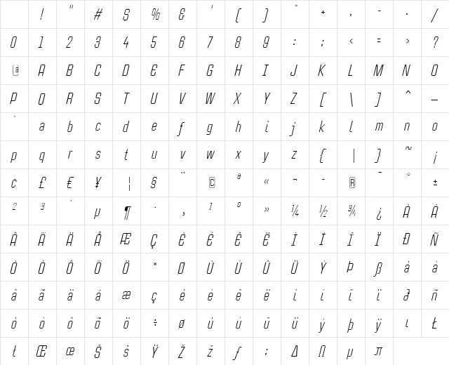 CaseStudyNoOne LT Light Italic Character Map CaseStudyNoOne LT Light Italic Character Map