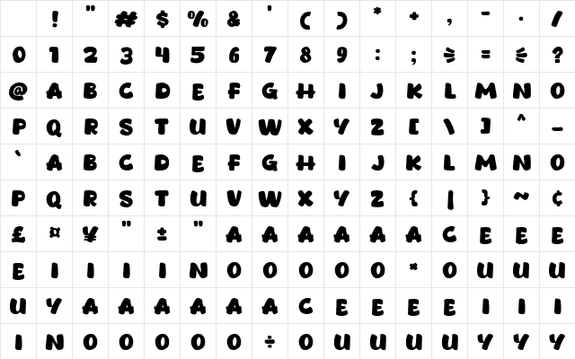 Cakeroll Regular Character Map Cakeroll Regular Character Map