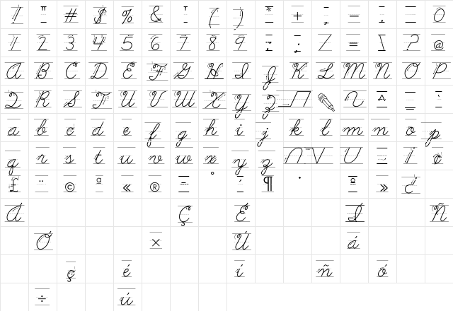 AbcCursiveArrow Regular Character Map