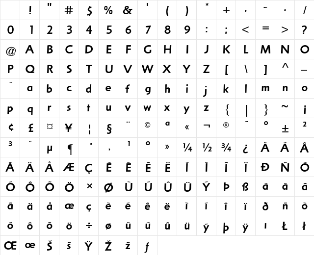 Arta AT Medium Regular Character Map Arta AT Medium Regular Character Map