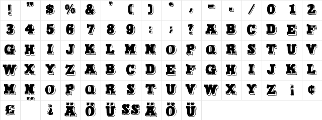 North Face Regular Character Map
