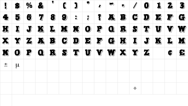 NorthFaceDisplayCapsSSK Regular Character Map