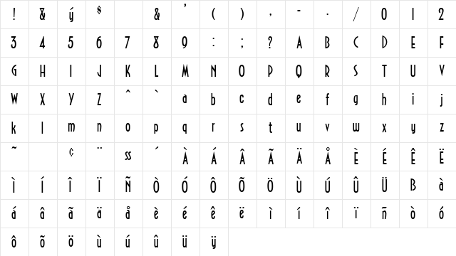 Northfields DB Regular Character Map