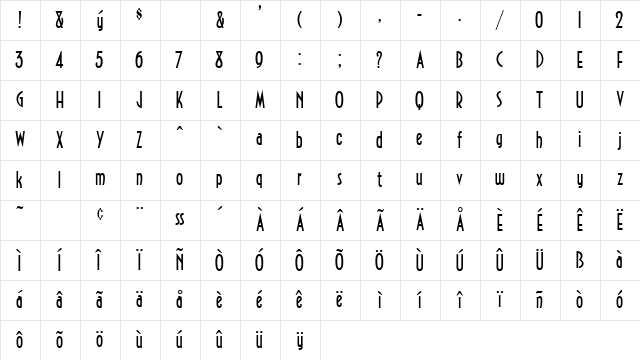 Northfields Regular Character Map Northfields Regular Character Map