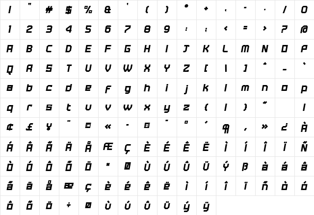 Tremble Bold Character Map Tremble Bold Character Map