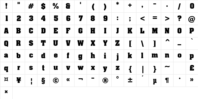 Luxor Regular Character Map Luxor Regular Character Map