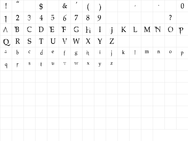 Northwood High Regular Character Map Northwood High Regular Character Map
