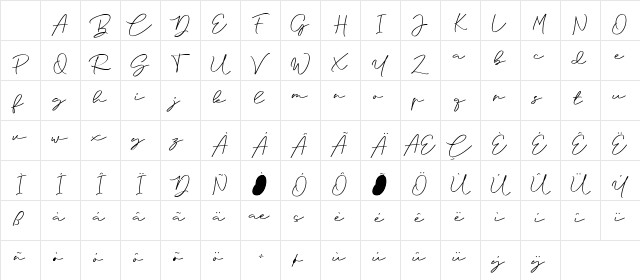 Anjel Script Regular Character Map Anjel Script Regular Character Map