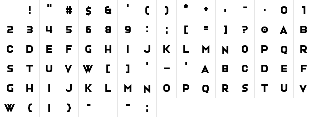 Hardigan Regular Character Map
