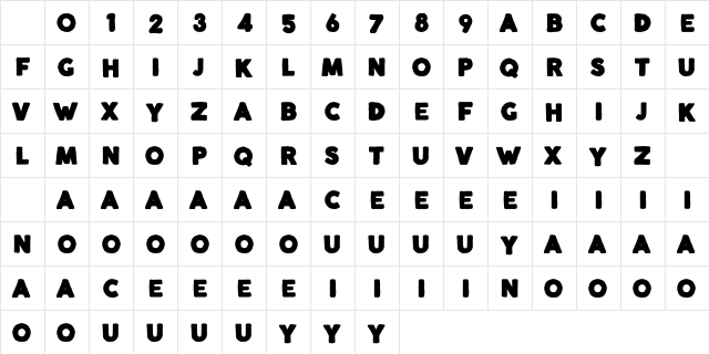 PITCHFORK Demo Regular Character Map PITCHFORK Demo Regular Character Map