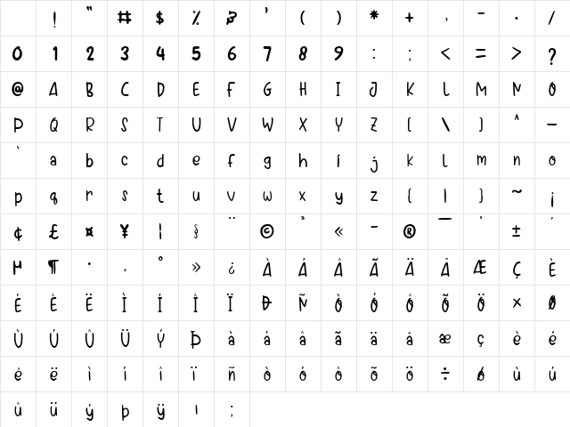 White Jasmine Regular Character Map White Jasmine Regular Character Map