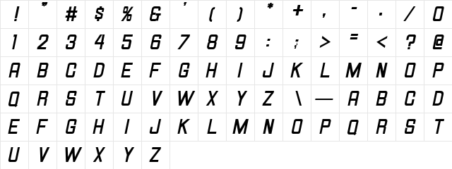 HallandaleSquareBold It. JL Regular Character Map