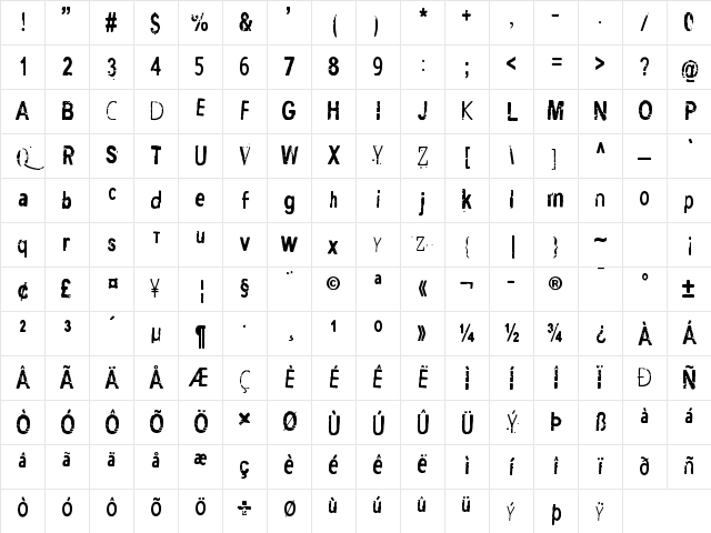 A good day to die Regular Character Map