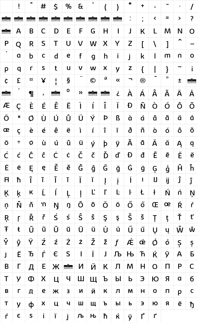 Kabrio Regular Character Map Kabrio Regular Character Map