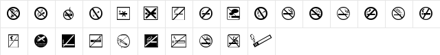 NoSmoking Regular Character Map