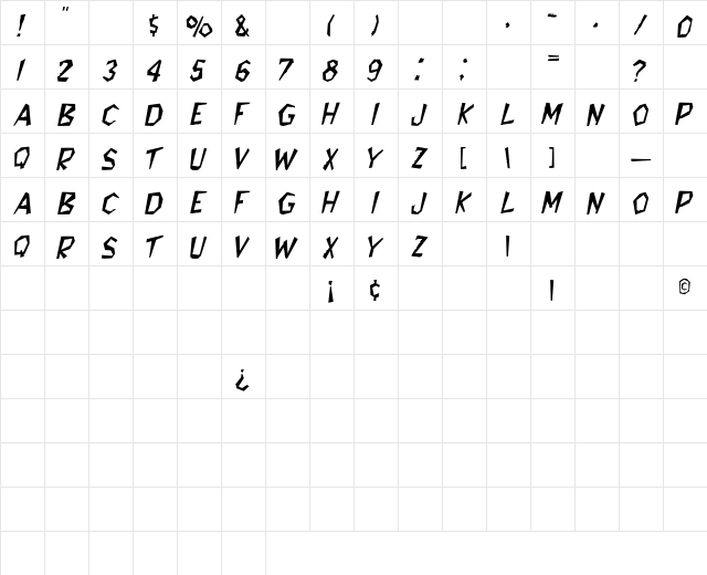 King Caps Regular Character Map King Caps Regular Character Map