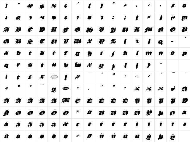 Lux Contra Tenebras Italic Italic Character Map