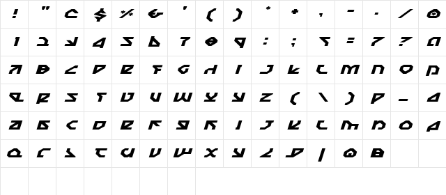 Nostromo Expanded Italic Expanded Italic Character Map