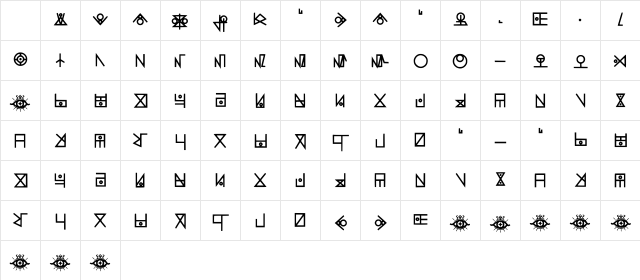 Yelekish Font Regular Character Map