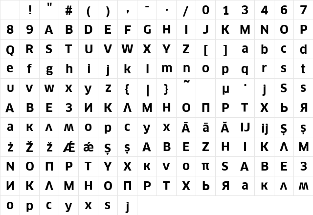 ClanPro Bold Character Map ClanPro Bold Character Map