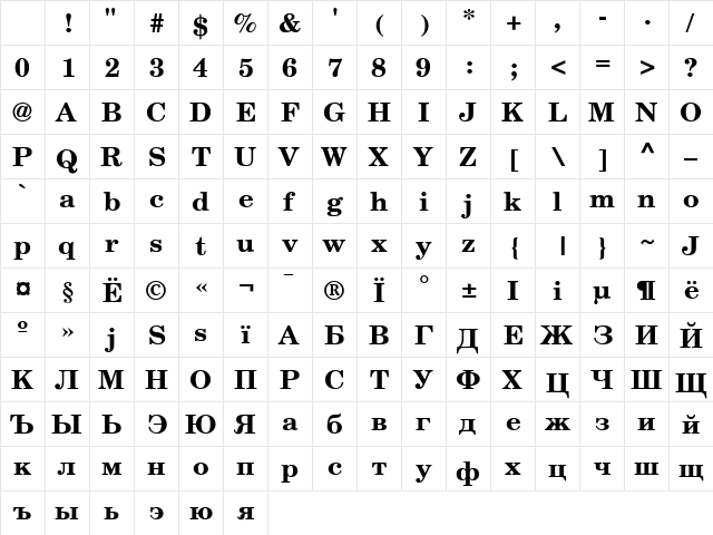 AG New Handbook- Bold Character Map AG New Handbook- Bold Character Map