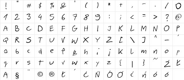 barme reczny Regular Character Map barme reczny Regular Character Map