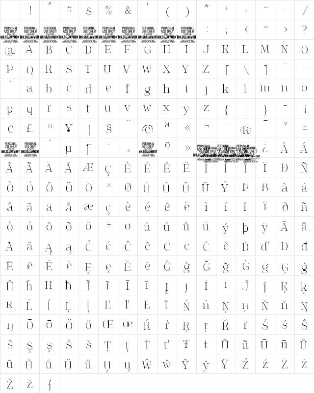 Jaymont PERSONAL Thin Character Map Jaymont PERSONAL Thin Character Map