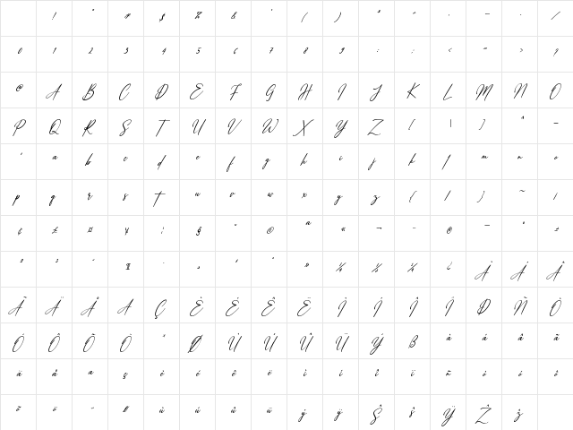 White Systemattic Italic Regular Character Map