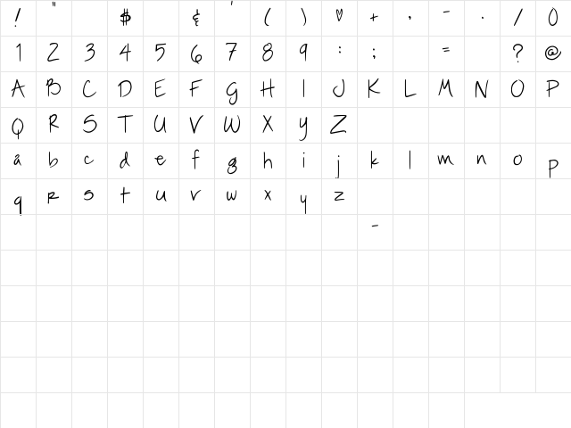 SBC Love Mom Regular Character Map