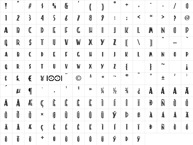 Platonick NF Regular Character Map Platonick NF Regular Character Map