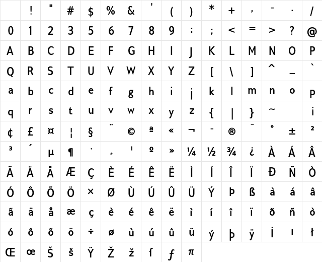 Gillius ADF Cond Bold Character Map Gillius ADF Cond Bold Character Map