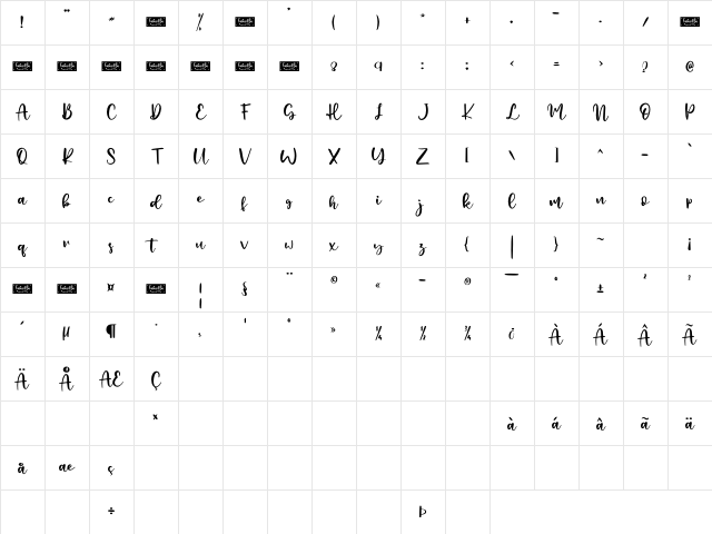 Fabiolla - Personal Use Regular Character Map