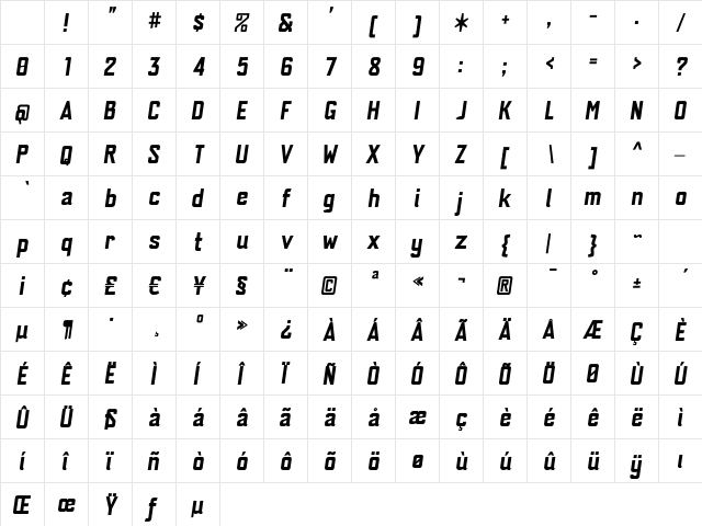 PaggioOblique Regular Character Map PaggioOblique Regular Character Map