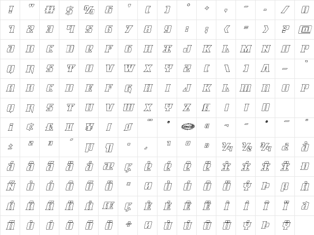Lifeforce Outline Italic Outline Italic Character Map