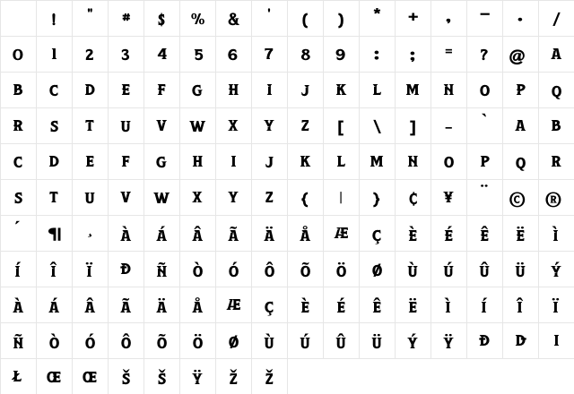 Leviathan Regular Character Map Leviathan Regular Character Map