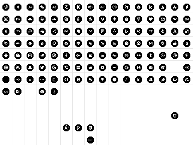 Font Social Media Color 2019 Regular Character Map