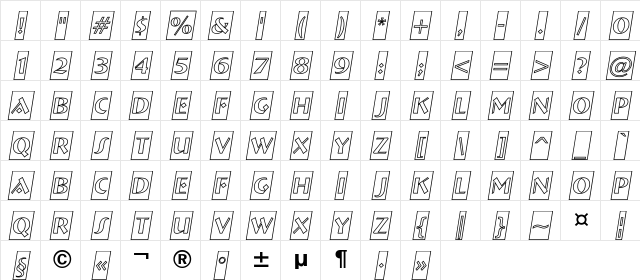 a_BremenCmOtlObl Regular Character Map a_BremenCmOtlObl Regular Character Map