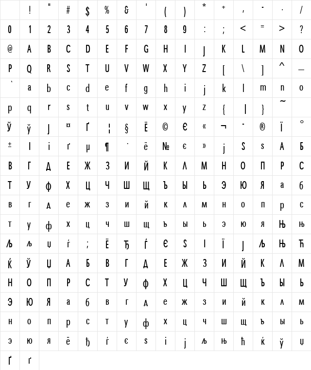 MaximaCyrTCYLigCom Regular Character Map MaximaCyrTCYLigCom Regular Character Map
