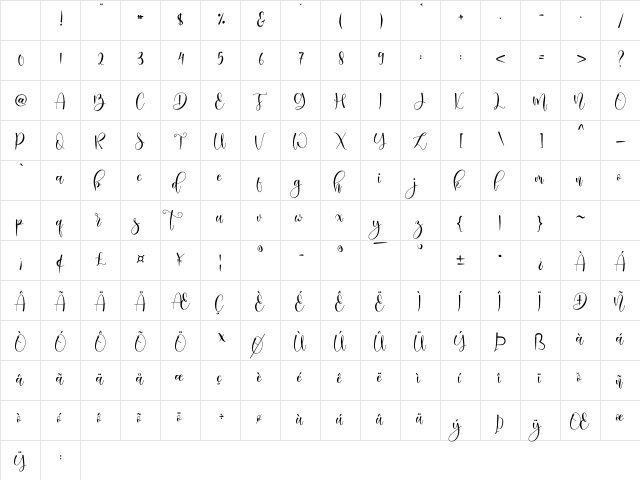 Haisley Regular Character Map
